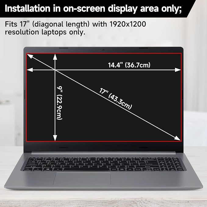 17 Inch 1920x1200 Laptop Privacy Screen, Anti Blue Light Glare & Anti Scratch - Image 6