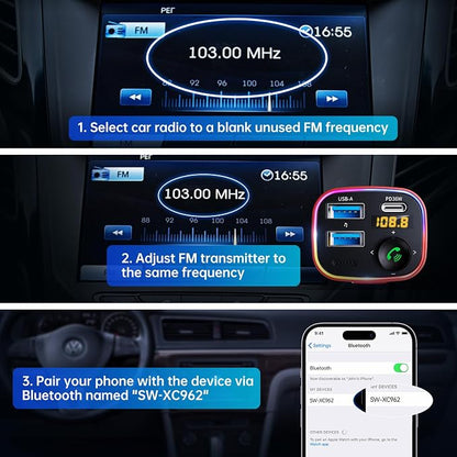 Syncwire Bluetooth 5.4 FM Transmitter Car Adapter 48W Wireless Radio Music - Image 7