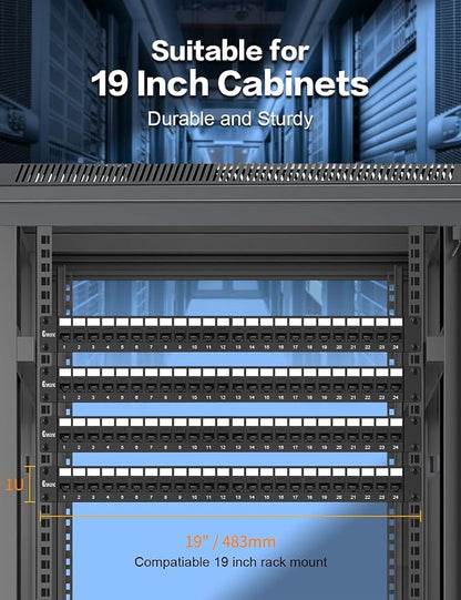 24 Port Patch Panel Cat6 Keystone Patch Panel 1U UTP - Image 6