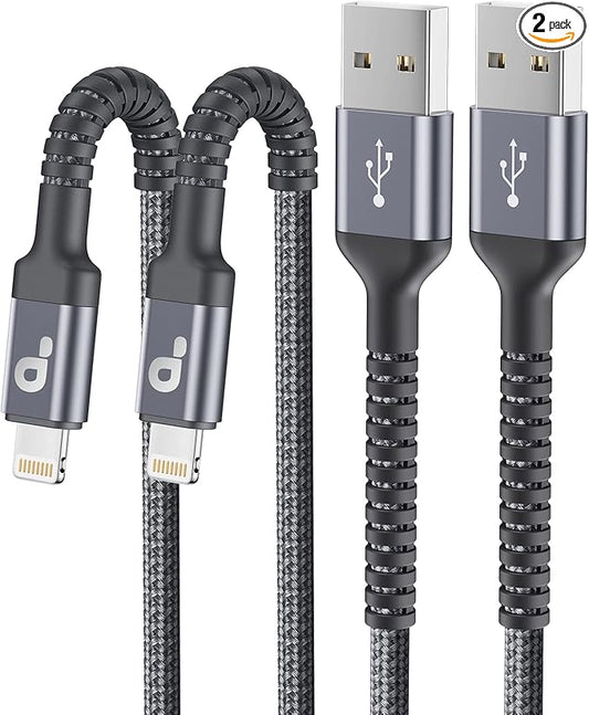 iPhone Charger Cable 2Pack 6FT, Nylon Braided Lightning Cable, Fast Charging by PRAKIE