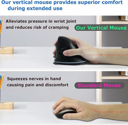 Wireless Mouse Bluetooth Rechargeable Dual Mode Ergonomic Vertical Large Carpal - Image 5
