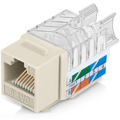 Everest 45° Angled RJ45 Cat6 Keystone Jacks 50-Pack in Ivory by EverestMediaSolutions