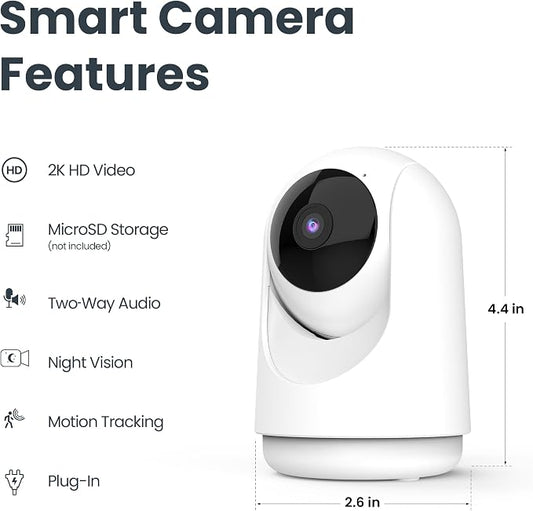 Feit Electric Smart Indoor Pan Tilt Baby Monitor Camera, 2K WiFi Security Camera - Image 2