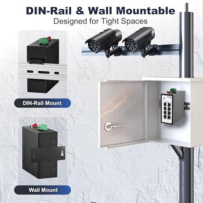 8 Port Mini Industrial Switch, 10/100Mbps Fast Ethernet, Din Rail & Wall Mount - Image 7