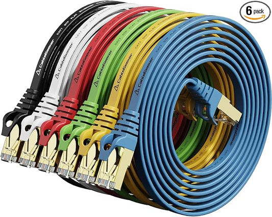 Cat 7 Shielded Ethernet Cable 5 ft 6 Pack Cat7 Flat Ethernet Patch Cables by CableGeeker