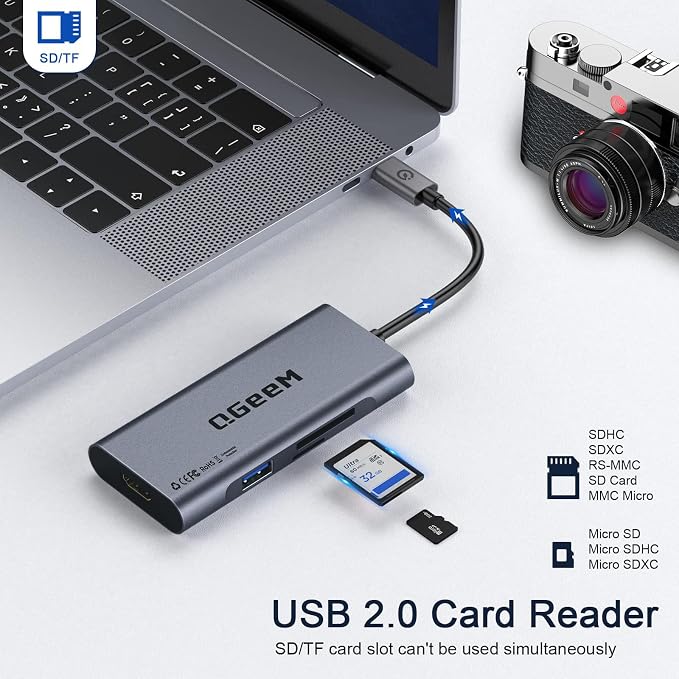 USB C Hub, QGeeM USB 4k to HDMI Adapter, 7 in 1 USB-C Dongle - Image 6