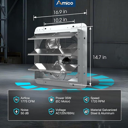 Amico 14" Shutter Exhaust Fan - Image 5