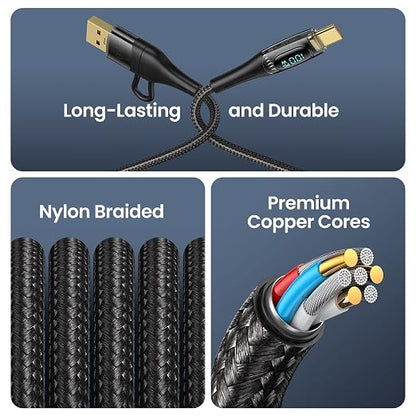 USB C to Multi Charging Cable, USAMS 100W 4FT 5A Type C to Type C Fast Charger - Image 5