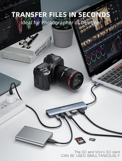 dockteck 7-in-1 USB C Hub with 4K 60Hz HDMI, 1Gbps Ethernet, 100W Power Delivery - Image 6