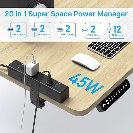 CCCEI Desk Outlet Station 45W USB C Port. 12 Outlet Desktop Clamp Power Strip - Image 2