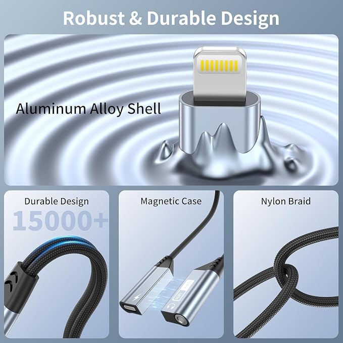 Magnetic Lightning to 3.5mm Headphone Jack Adapter, 2 in 1 iPhone Headphone - Image 7