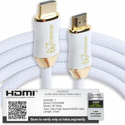 White HDR HDMI 2.1 Certified Cable Supports 10K 8K @60Hz and 4K @120Hz - Image 6