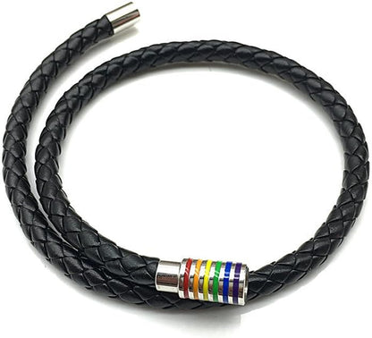 Nanafast Titanium Stainless Steel Rainbow LGBT Pride Bracelet Handmade Braided - Image 4
