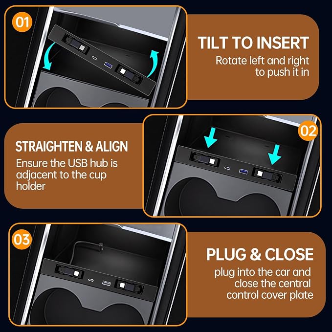 USB Hub for Tesla Model Y Juniper 2025 2026 Model 3 Highland 2024 2025 - Image 6