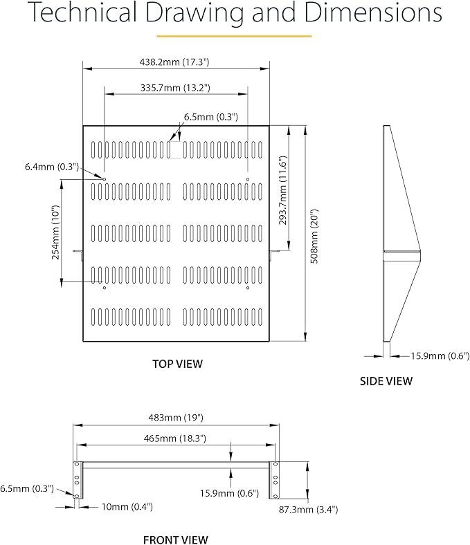 StarTech.com 2U Server Rack Shelf, Center Mounted Universal Vented Rackmount - Image 3