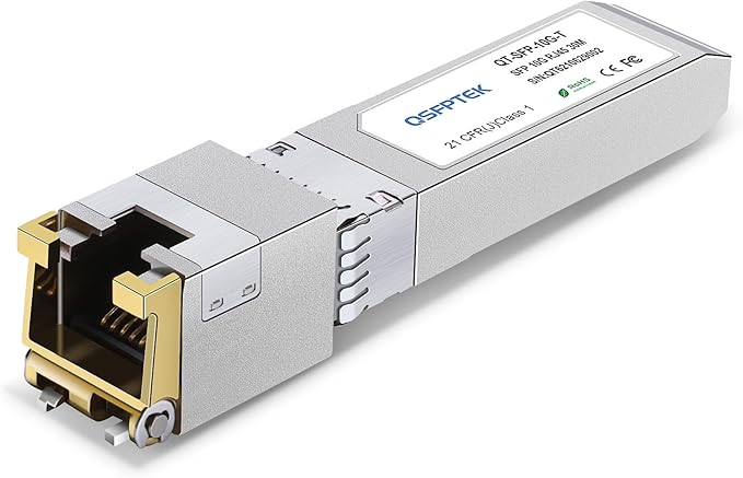 10GBASE-T SFP+ to RJ45 Module, 10Gb Ethernet Copper RJ-45, 10gbe Gigabit Mini by QSFPTEK