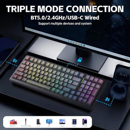 Aula F99 Keyboard Wireless Mechanical Keyboards Computer Bluetooth Gaming - Image 3