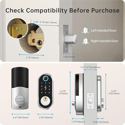 Smart Deadbolt, SMONET Fingerprint Electronic Deadbolt Door Lock - Image 3