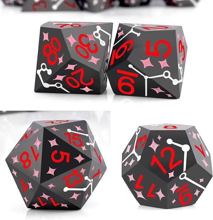 PJOY Metal Dice Set D&D Star Dice Set DND Polyhedral Dice - Image 5