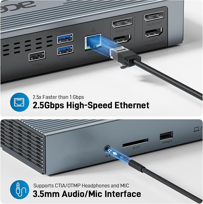 Acer Thunderbolt 4 Dock, 16 in 1 Quad Monitor DisplayLink Docking Station 40Gbps - Image 9
