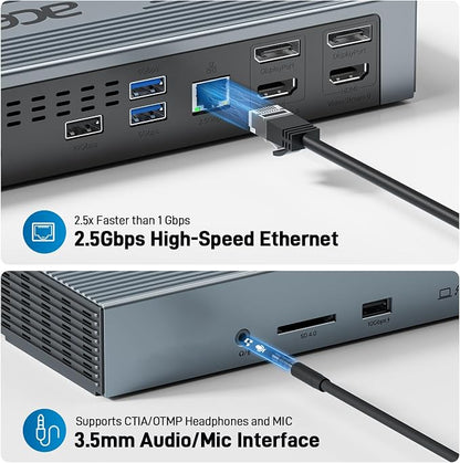 Acer Thunderbolt 4 Dock, 16 in 1 Quad Monitor DisplayLink Docking Station 40Gbps - Image 9