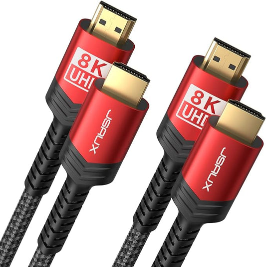 JSAUX 8K HDMI Cable 2.1, 48Gbps Ultra High Speed HDMI Cable Braided Cord HDCP by JSAUX