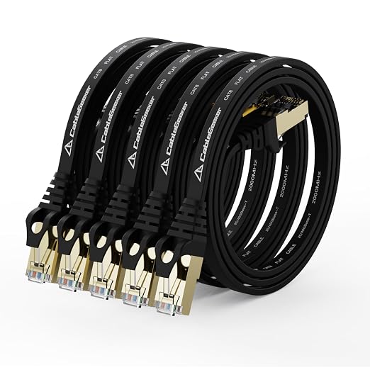 CableGeeker Cat 8 Ethernet Cable 3FT 5 Pack All-Black, 40Gbps 2000Mhz High by CableGeeker