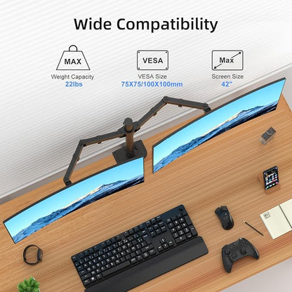 Suptek Dual Monitor Arm Desk Mount, Ultrawide Dual Monitor Arm - Image 4
