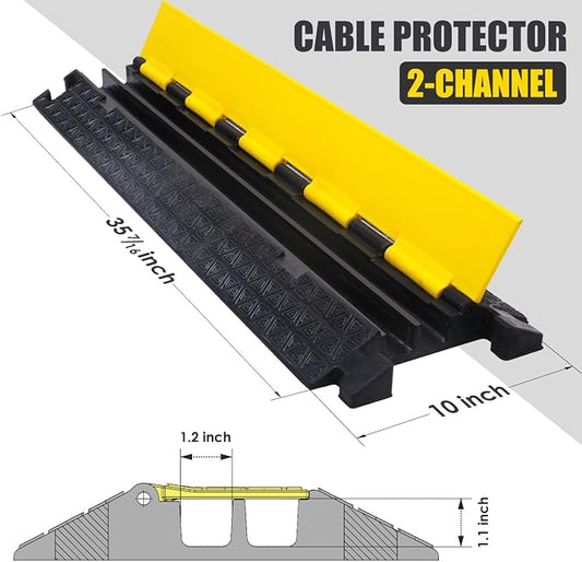 Heavy-Duty Rubber Cable Protector Ramp, Floor Cable Wire Cord Cover Speed Bumps - Image 2