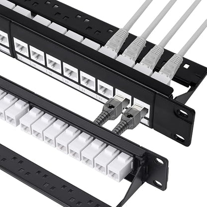 24 Port Keystone Patch Panel, 1U 19-inch RJ45 Network Patch Panel by Unknown