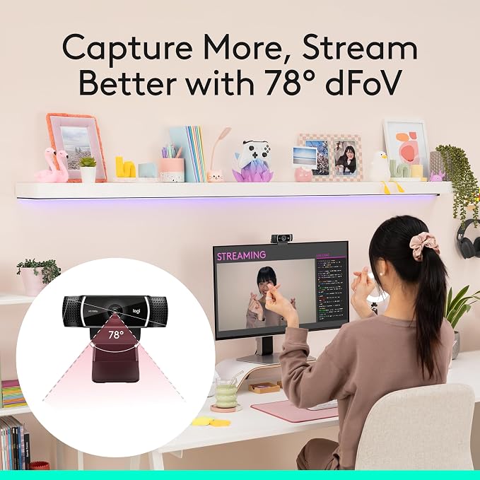 Logitech C922x HD Pro Webcam, Full HD 1080p/60fps Video, HD Light Correction - Image 10