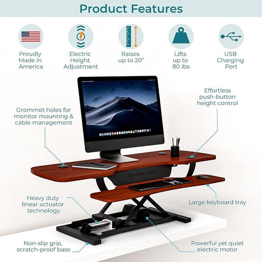 VERSADESK 48 Inch Electric Height Adjustable Ergonomic Desk Converter, - Image 2