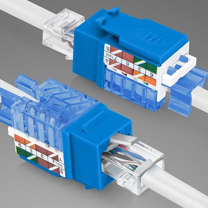 Everest 45° Angled RJ45 Cat5e Keystone Jacks 50-Pack in Blue - Image 8