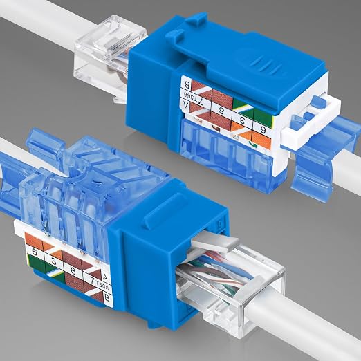 Everest 45° Angled RJ45 Cat5e Keystone Jacks 10-Pack in Blue - Image 8