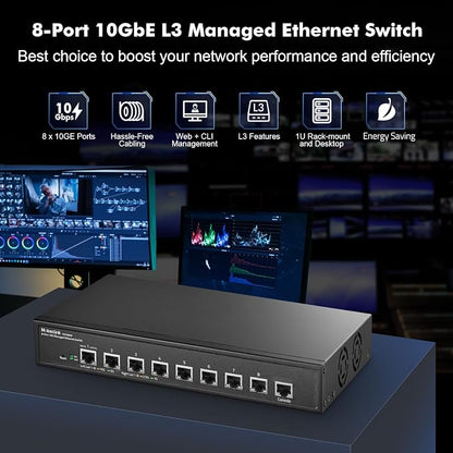 MokerLink 8 Port 10G Managed Ethernet Switch, 10G/5G/2.5G/1G Auto-Adaptive - Image 2