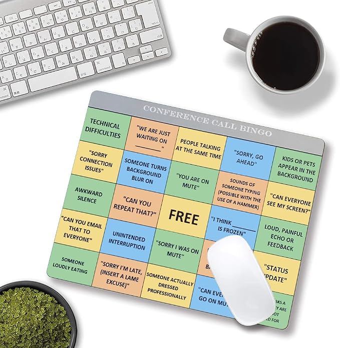 Mouse Pad, Conference Call Bingo Mouse Pad, Washable Square Cloth Mousepad - Image 4
