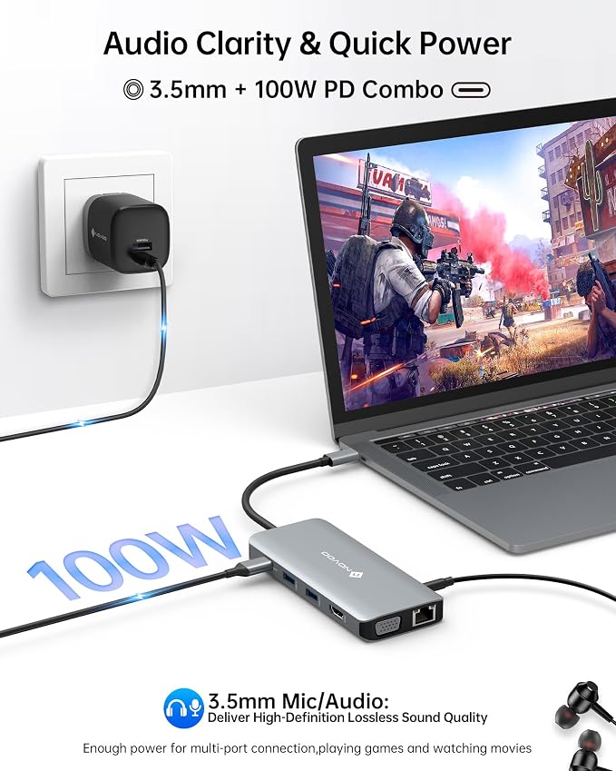 NOVOO USB C Hub, 11-in-1 Docking Station Multiport Adapter - Image 6
