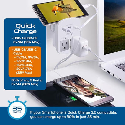 Ceptics 35W Universal Travel Adapter Kit – 2 USA sockets, 1x PD 35W USB-C and - Image 5