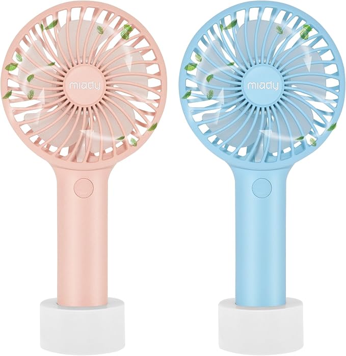 Miady 2-Pack Upgraded 5000mAh Portable Handheld Fan 3 Speed Mini USB Strong by Miady