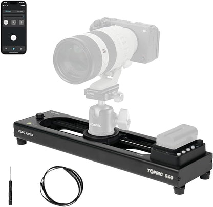 Accsoon Motorized Camera Slider, Adjustable 16''/40 cm Bluetooth Video Slider by toprig
