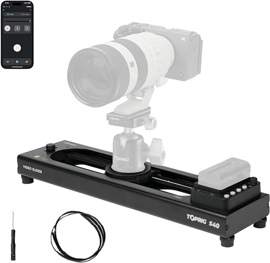 Accsoon Motorized Camera Slider, Adjustable 16''/40 cm Bluetooth Video Slider by toprig