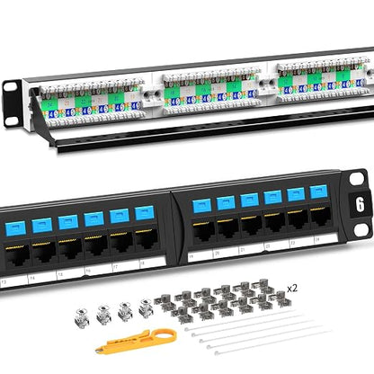 AMPCOM CAT6 24 Ports Patch Panel, Rack Mount by AMPCOM