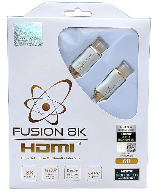 White HDR HDMI 2.1 Certified Cable Supports 10K 8K @60Hz and 4K @120Hz by Fusion8k