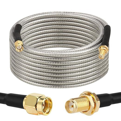 RP-SMA Male to RP-SMA Female Bulkhead Cable 20FT, RG58 Coaxial Cable by XRDS-RF