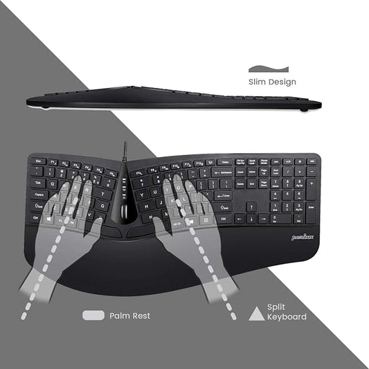 Perixx Periduo-505, Wired USB Ergonomic Split Keyboard and Vertical Mouse Combo - Image 2