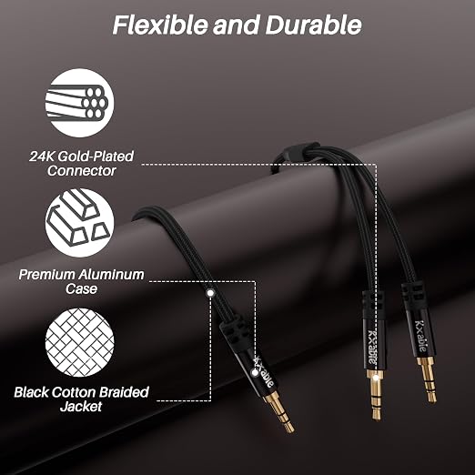 1/8 Inch TRS Stereo Y Splitter Cable 10FT, 3.5mm Male to 2-Male Y-Splitter - Image 7