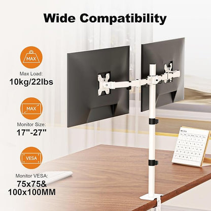 Suptek Dual LED LCD Monitor Stand up Desk Mount Extra Tall 31.5" Pole Heavy - Image 3
