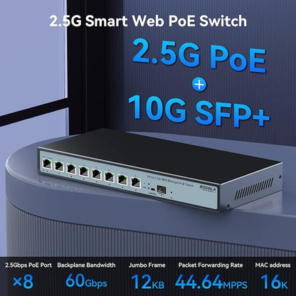SODOLA 8 Port 2.5G Web Managed PoE Switch 120W | 1X 10G SFP+ & 8 x 2.5GBase-T - Image 4