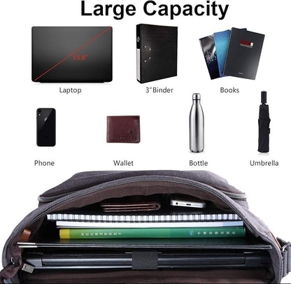 ESTARER Computer Messenger bag Water-resistant Canvas Shoulder Bag 15.6 Inch - Image 5