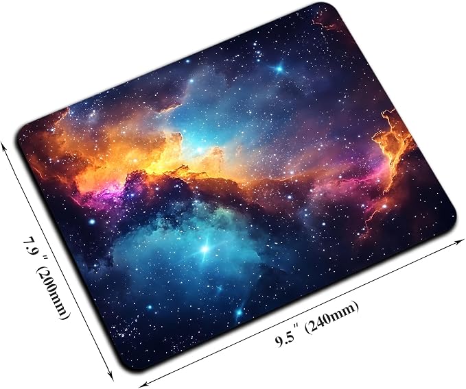 Mouse Pad, Glitter Blue Nebula Galaxy Mouse Pads - Image 2